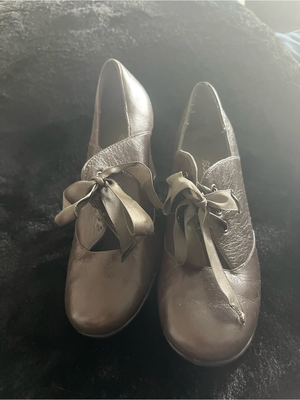 AEROSOLES Dark Brown Ribbon Tie Flats